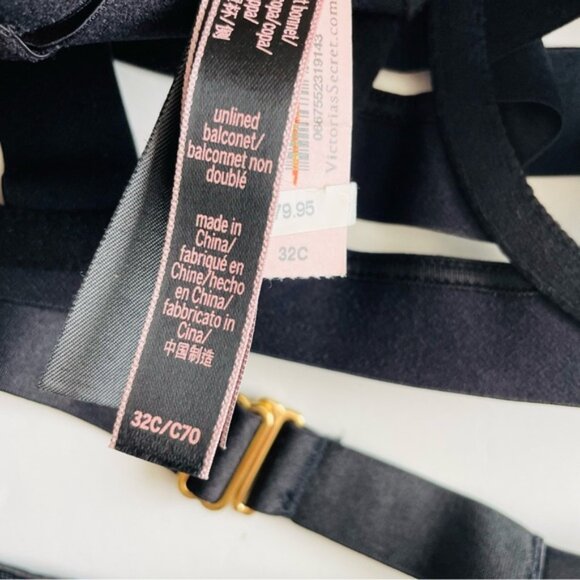 32C XS Victoria’s Secret black harness bra set - Picture 8 of 9